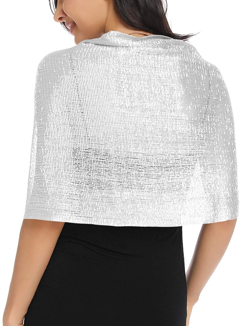 BANETTETA Shawls and Wraps for Evening Dresses - Silver and White Shawls and Wraps for Women - Image 5